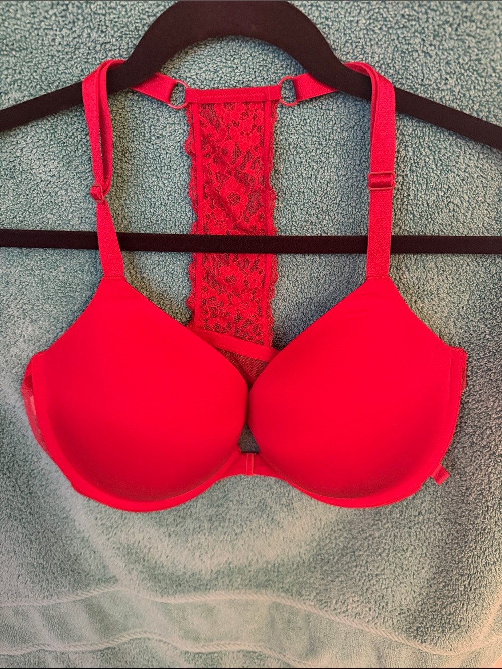 Victoria's Secret RED Lace-Back Push-Up Bra